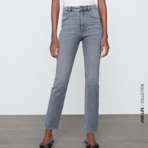 ZARA Vintage Hi-Rise Skinny Jeans Size 14 Gray BNWT - Picture 4 of 7